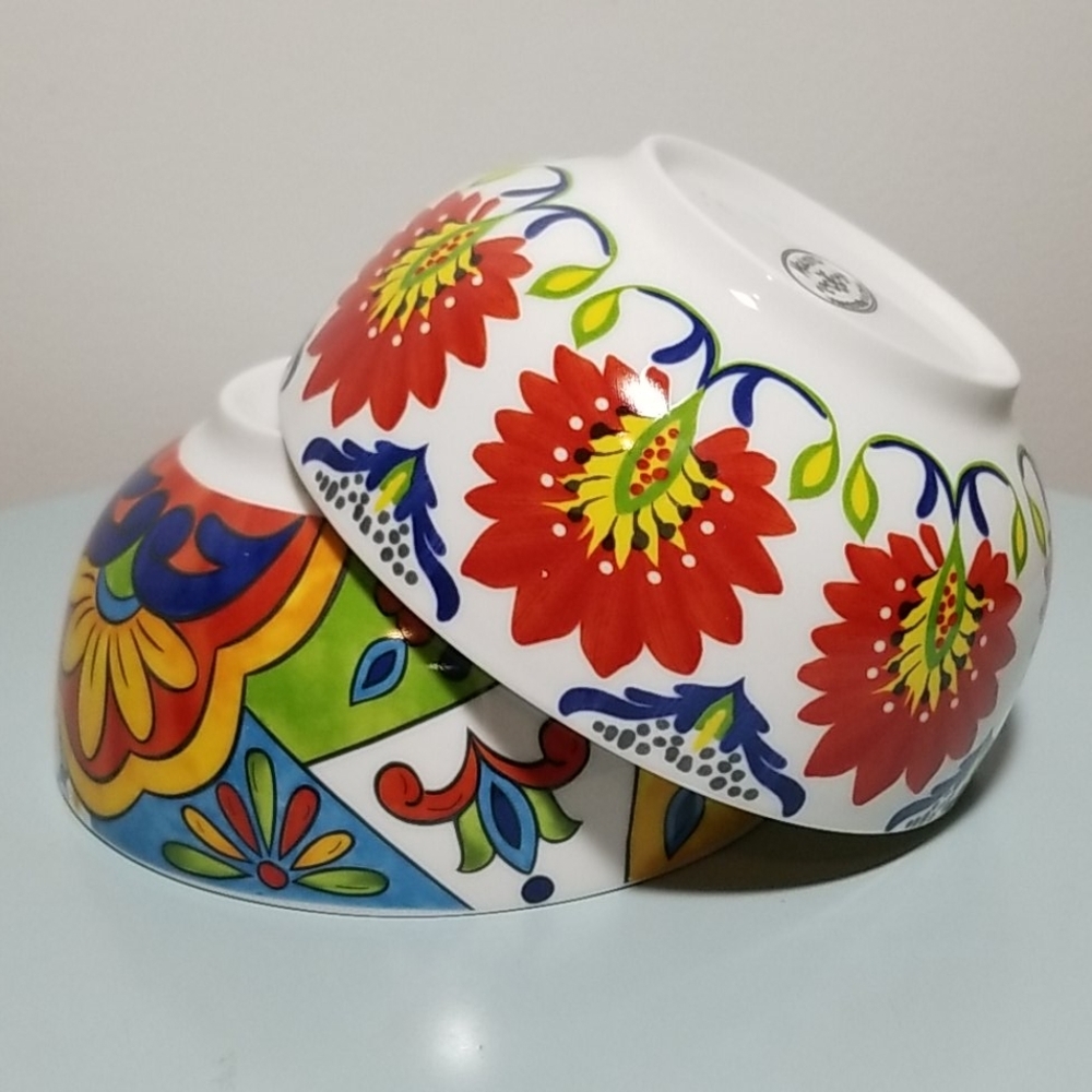 Maxcera Floral Design 6" Cereal Soup Ceramic Bowls